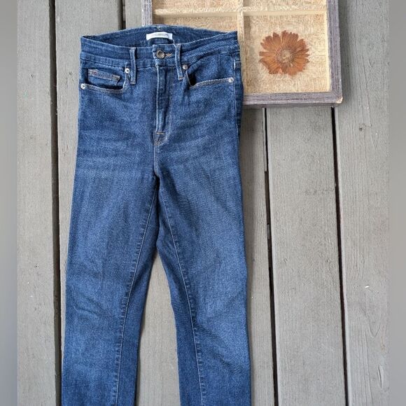 Good American Good Waist Skinny Jeans 0/25 Blue 161 High Waist Roll Cuff - Picture 3 of 8